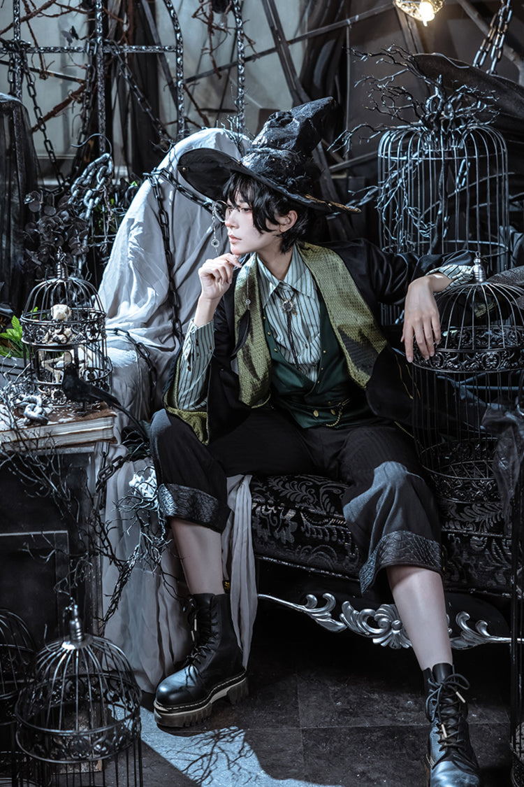 Dark Green Double-breasted Slim Ouji Prince Handsome Lolita Vest - Product - 6