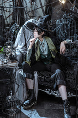 Dark Green Double-breasted Slim Ouji Prince Handsome Lolita Vest - Product - 6