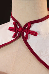 Black [Krul Tepes Seraph of the End] Stand Collar Short Sleeves Ruffled Embroidered Bow Classic Chinese Inspired Lolita Hanfu Dress - Product - 4