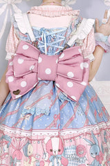 Pink/White Polka Dot Print Bowknot Shaped Sweet Lolita Backpack - Product - 2