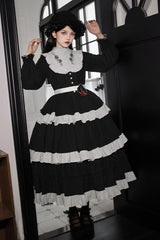 [Castle Night] Long Sleeves Ruffle Embroidery Gothic Lolita Dress 2 Colors - Product - 13