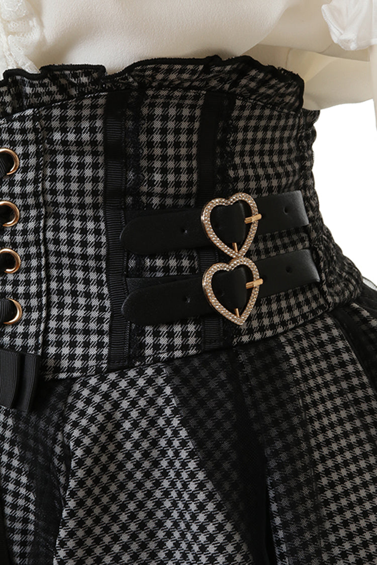 Japanese High Waisted Ruffle Mesh Belt Buckles Jirai Kei Skirt 3 Colors - Product - 12