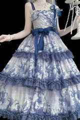 Multi-Color Multi-layer Cumulonimbus Print Ruffle Bowknot Sweet Lolita Jsk Dress - Product - 3