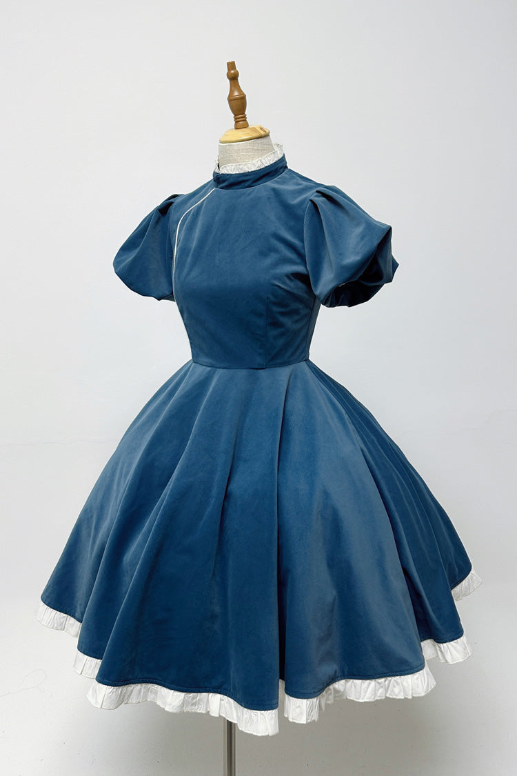 Blue [Dark Fairy Tale Alice] Long Sleeves Ruffle Gothic Lolita Dress - Product - 13
