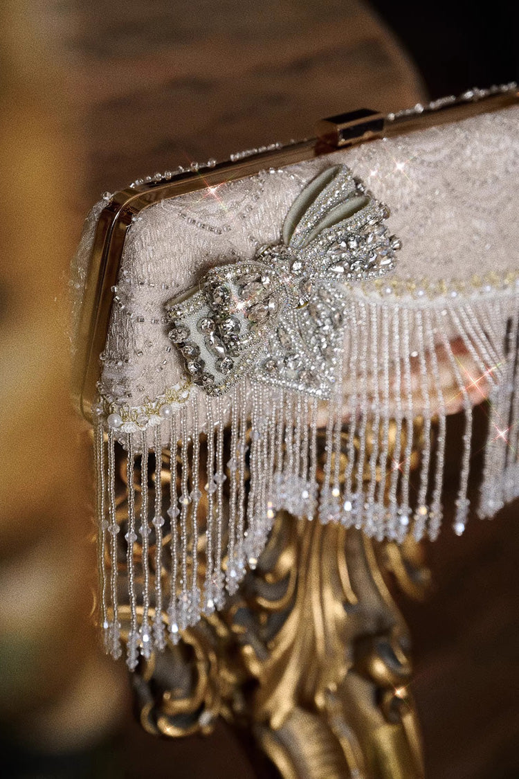Champagne Heavily Embellished Rhinestone Bow Evening Sweet Lolita Clutch - Product - 5