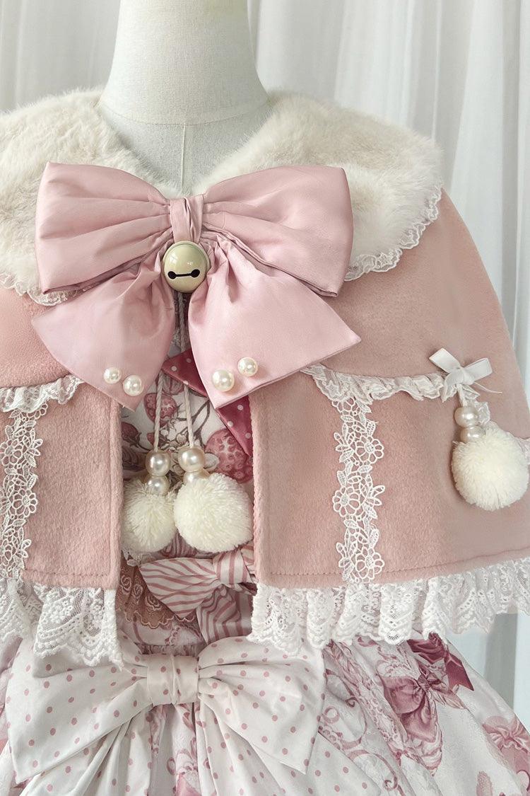 Pink [Sweet Dessert Cat] Print Ruffle Bowknot Lace Sweet Princess Lolita Dress Set - Product - 11