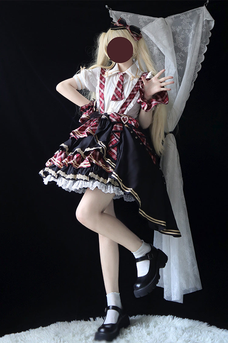 Multi-layer Print Ruffle Bowknot Sweet Lolita Skirt Set 3 Colors - Product - 9