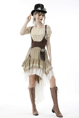 White/Yellow Women's Steampunk Victorian Lace Multi-Layered Dovetail Ruffled Skirt - Product - 10