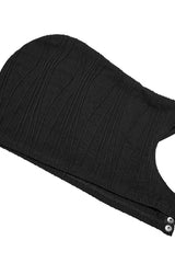 Black Hollow Stretch-Knit Stitching Detachable Hooded Stripe Buckles Womens Steampunk Jacket - Product - 8