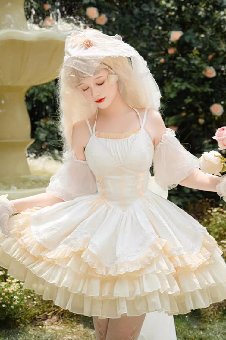 White Gorgeous French Court Ruffle Princess Sweet Tiered (Dress Only) detail view 3