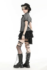 Black Multi-Layered Lace Women's Gothic Puffy Skirt with Detachable Swallow Tail - Product - 2