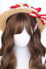 Warm Brown Japanese Style Wavy Daily Sweet Lolita Wig with Light Airy Bangs - Product - 2