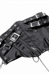 Black Lace-Up Buckled Women's Punk Patent Leather Underbust Corset - Product - 12