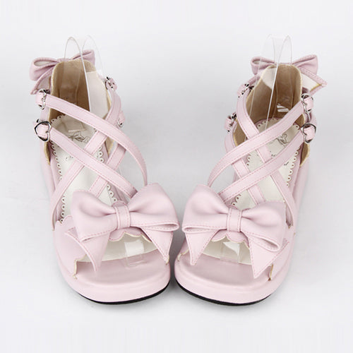 Bowknot Cute Mid heel Sweet Lolita Sandals - Product - 4