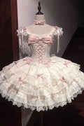 Apricot Flora Isle Butterfly Sleeveless Ruffle Bowknot Lace Lace-Up Sweet Elegant (Dress Only) front view
