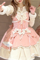 Lovely Multi-layer Bowknot Autumn and Winter Sweet Princess Lolita Jsk Dress 3 Colors - Pink - 1