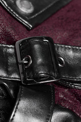 Red Metal Buckle Decoration Zipper Mens Steampunk Windbreaker Coat - Product - 13