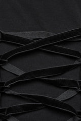 Black Sleeveless Plunging Sipder Stitching Mesh Women's Gothic Party Dress - Product - 8