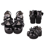 Sweet Bowknot Lace Japanese Lolita Platform Shoes 2 Colors - Black - 2