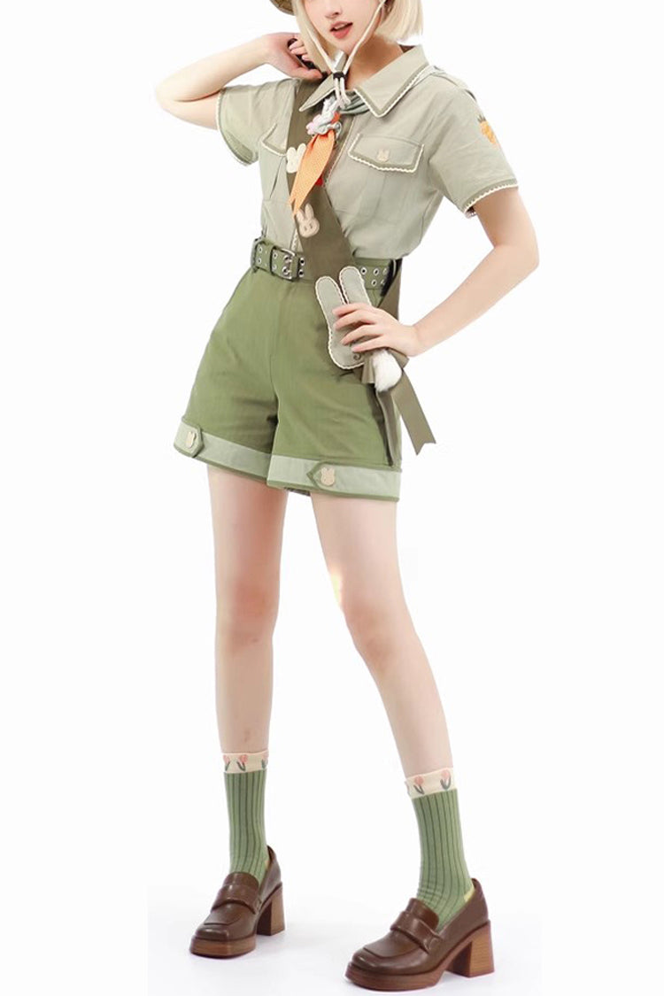 Green Bunny's Spring Journey Ouji Lolita Shorts - Green - 1