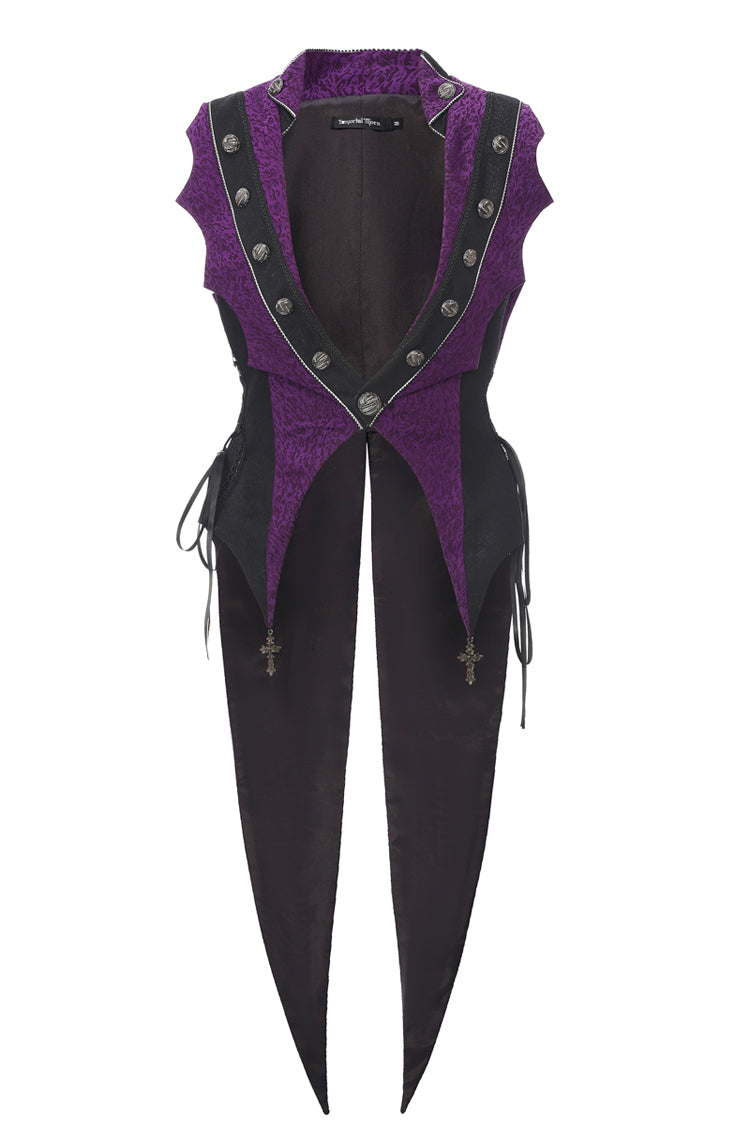 [Eternal Blood Moon Forest] V Collar Sleeveless Ouji Fashion Elegant Prince Handsome Lolita Coat 2 Colors - Purple - 2