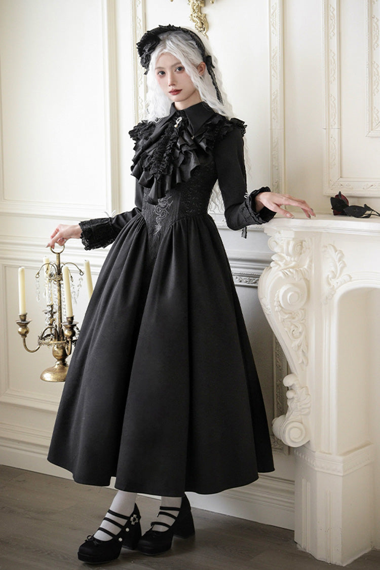 Black Cross Snake Pattern Print Embroidery Gothic Lolita Strap Dress - Product - 5