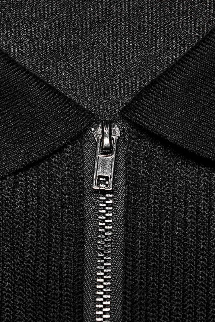 Black Cross Sword Embroidery Slim Metal Zipper Women's Punk Jacket - Product - 6