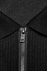 Black Cross Sword Embroidery Slim Metal Zipper Women's Punk Jacket - Product - 6