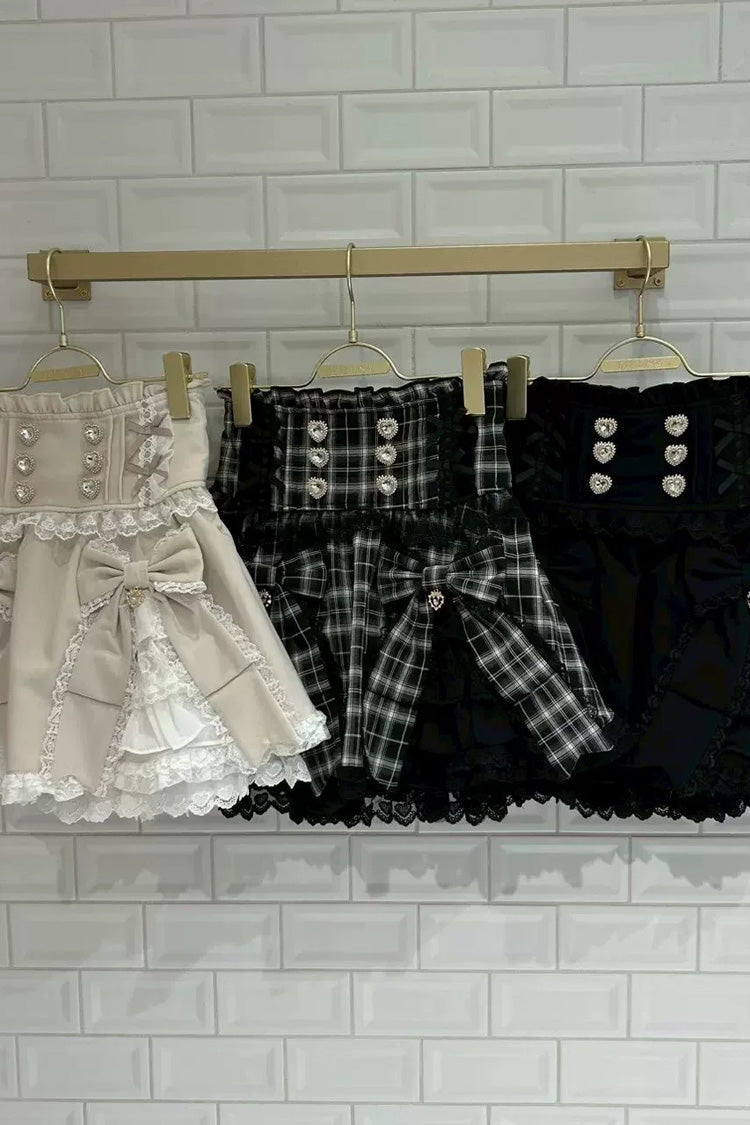 Jirai Kei Plaid Printed Ruffled Bow Gothic Japanese Lolita Skirt 3 Colors - Product - 7
