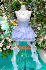 Blue [Starlight Jellyfish Princess] Halterneck Sleeveless Ruffle Lace Sweet Lolita Jsk Dress - Product - 11
