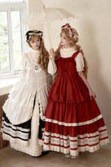 Black [Lily] Multi-Layered Ruffle Lace Classic Elegant Lolita Jsk Dress - Product - 7