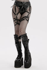 Black Adjustable Faux Leather Waist and Leg Men's Steampunk Harness - Black - 1