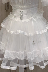 Jirai Kei Ruffle Bowknot Lace Fishbone Japanese Skirt 2 Colors - Product - 3