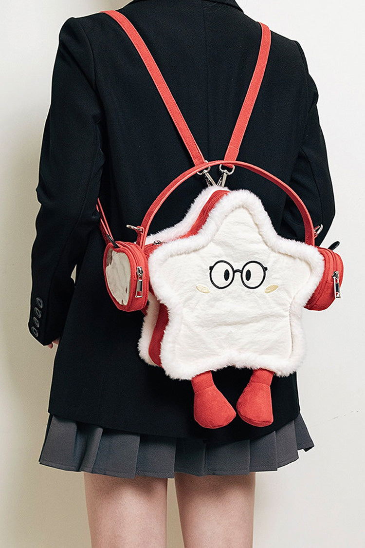 Red/White Headphone Star Cartoon Embroidered Sweet Lolita Backpack Ita Bag - Product - 8