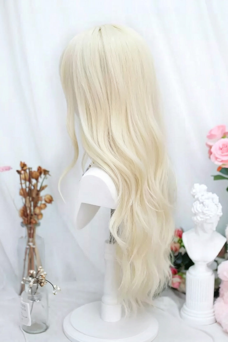 Walnut Gold Japanese-Style Soft Air Bangs Long Curly Sweet Lolita Twin-Tail Wig - Product - 3