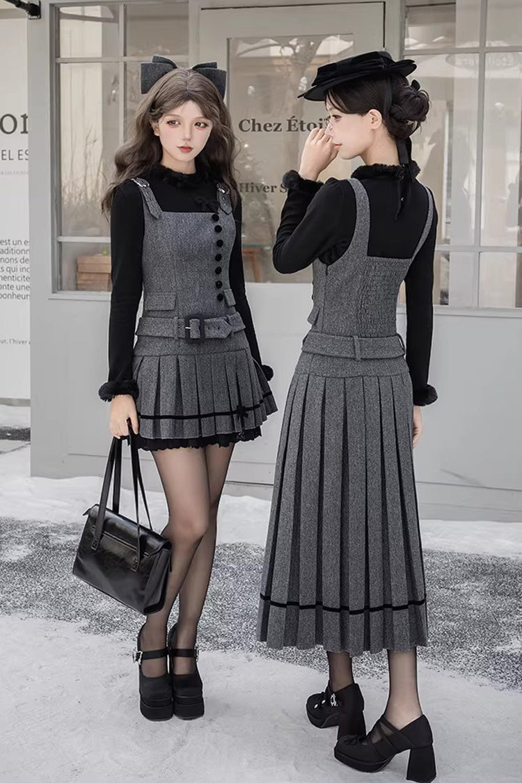 Grey [Letters & Poems · Grace] Ruffled Daily Elegant Classic Lolita Jsk Dress 2 Versions - Product - 7