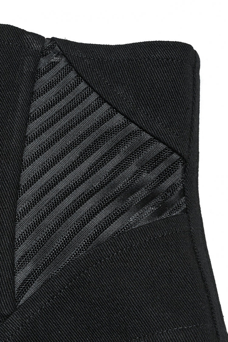 Black Stitching Mesh Zipper Women's Punk Underbust Corset - Product - 6