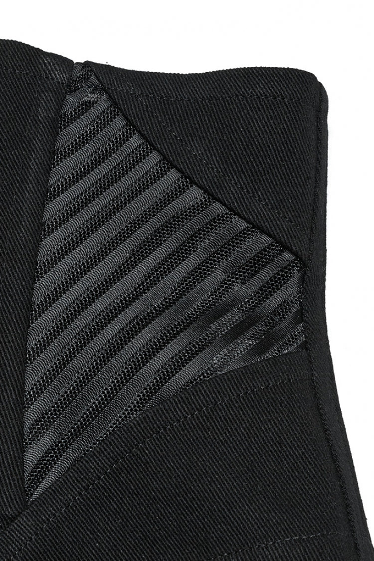 Black Stitching Mesh Zipper Women's Punk Underbust Corset - Product - 6