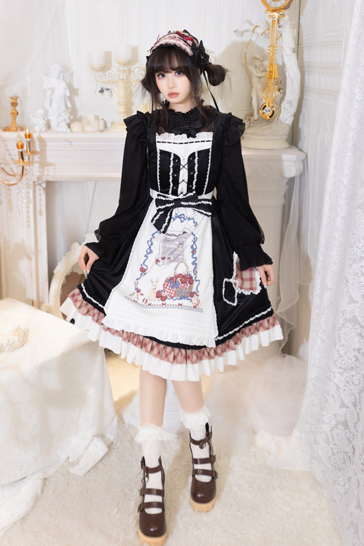 Black [Little Red Riding Hood] Ruffle Bowknot Sweet Lolita Jsk Dress - Product - 5