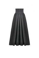 Black Women's Gothic High Waisted Embroidered Gathered Maxi Skirt - Product - 13