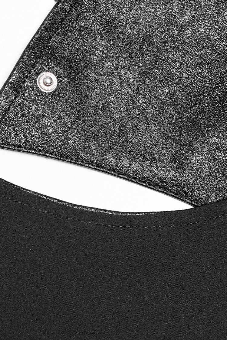 Black Ruffle Metal Buckle Strap Detachable PU Leather Strap Women's Punk Strap - Product - 6