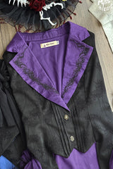 Black/Purple [Moonlit Return] Printed Boned Gothic Elegant Lolita Skirt - Purple-Vest(Only) - 10