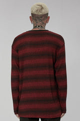 Round Collar Long Sleeves Striped Print Men's Steampunk Sweater 2 Colors - Product - 7