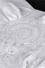 White Off Shoulder Lace Short Sleeves Lace-Up Women's Steampunk Luxurious Wedding Graduation Dress - Product - 14