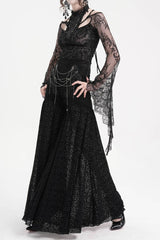 Black Chain Jacquard Floral Hollow Lace Women's Gothic Pants - Product - 7