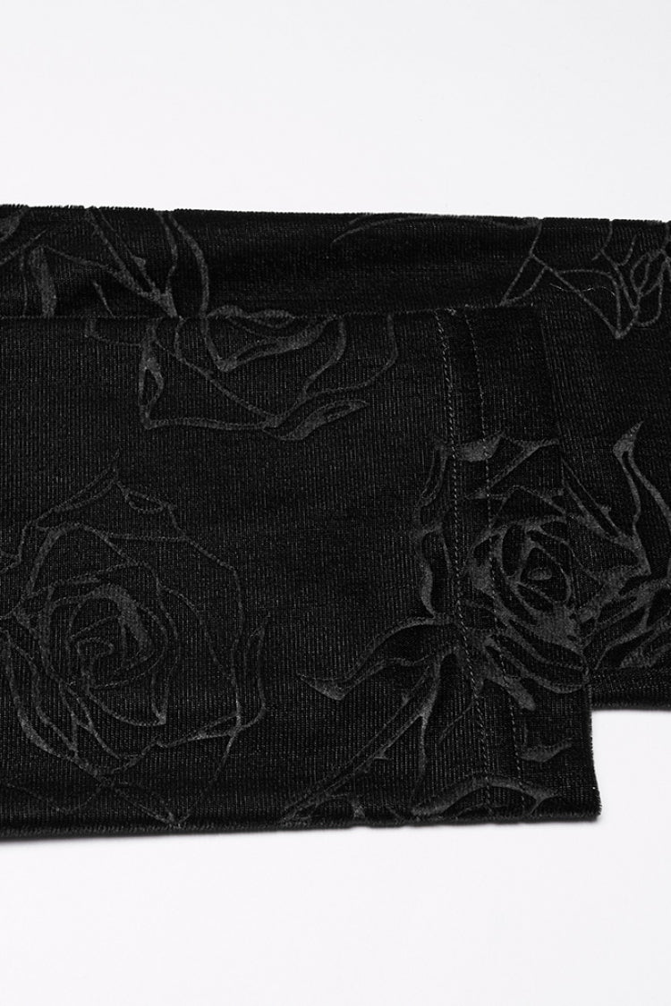 Black Stand Collar Long Sleeves Rose Embossed Lace-Up Zippered Men's Gothic Top - Product - 6