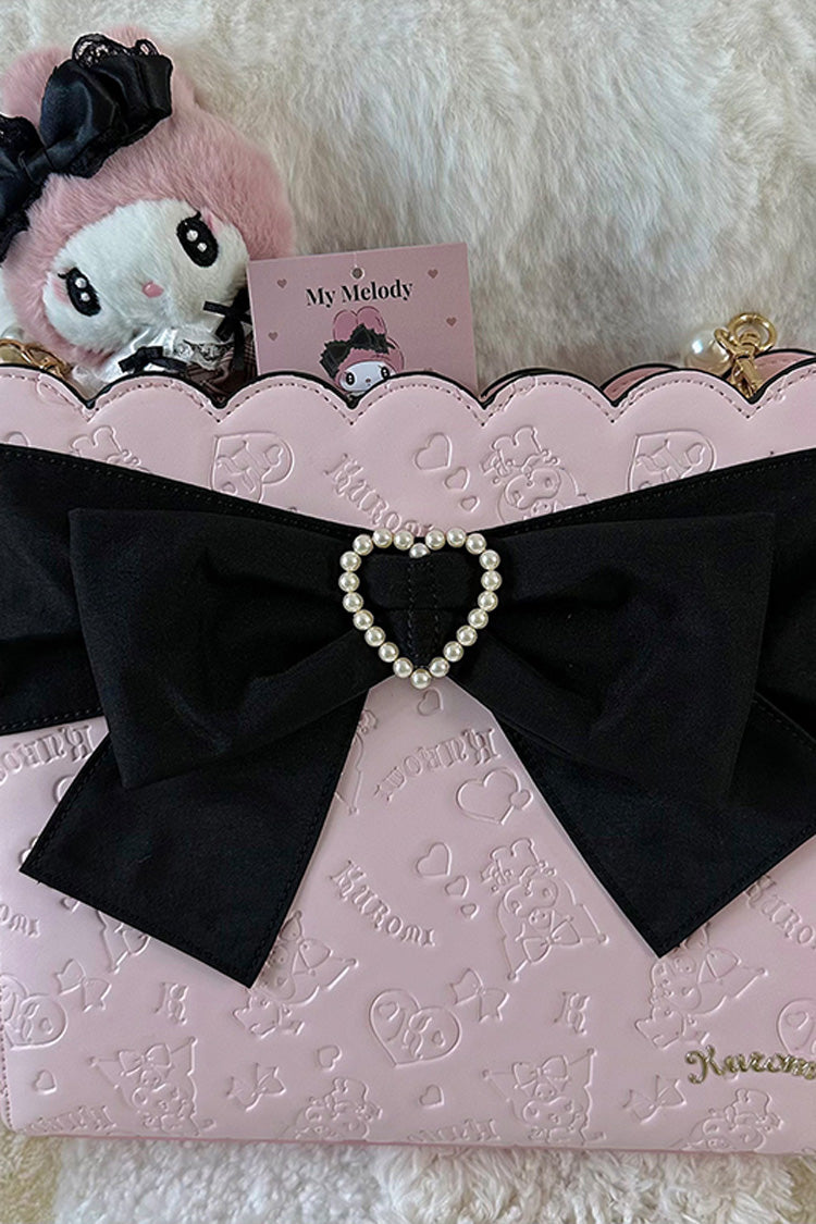 Bowknot Pearl Sweet Lolita Shoulder Bag 4 Colors - Pink/Black - 8