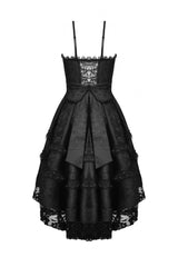 Black Sleeveless Lace-Up Women's Gothic Lace Multi-Layered High/Low Slip Wedding Graduation Dress - Product - 15