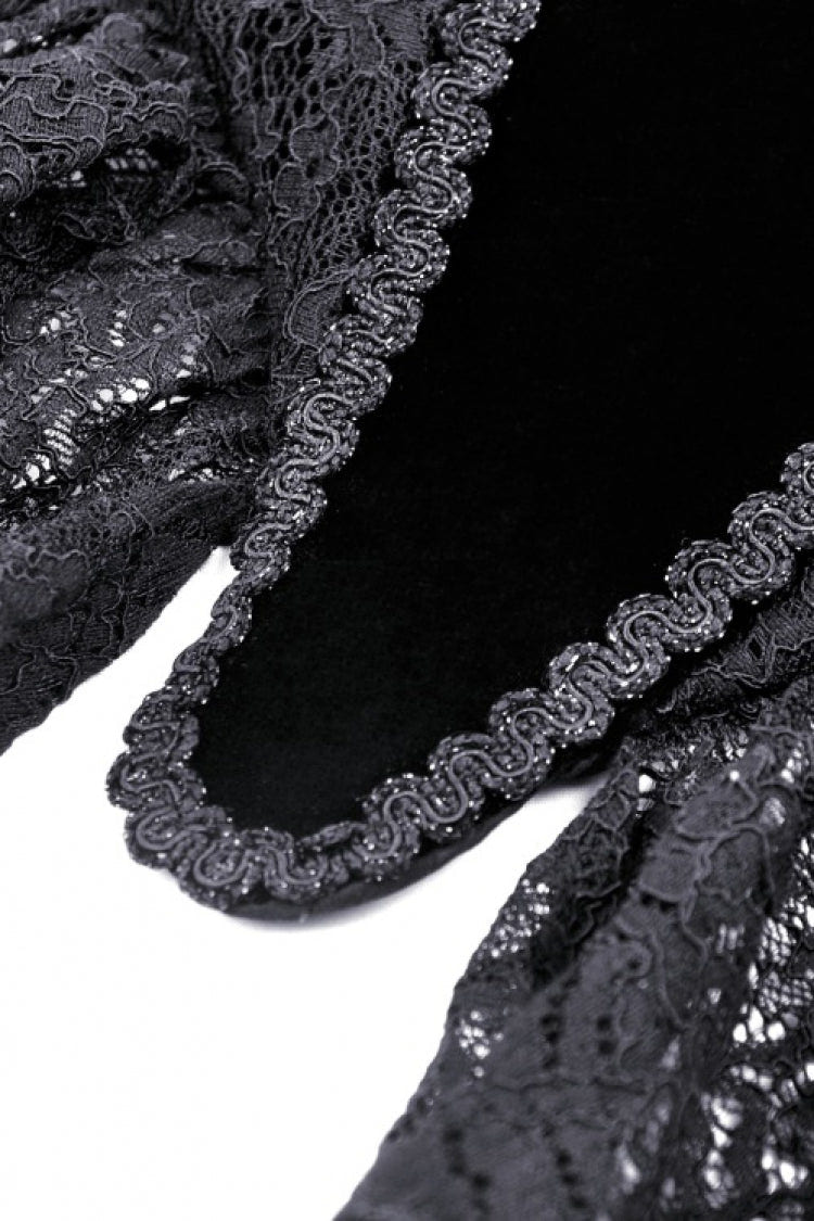 Black Sleeveless Floral Embroidered Velvet Women's Gothic Corset - Product - 14