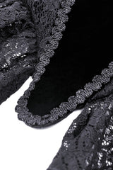 Black Sleeveless Floral Embroidered Velvet Women's Gothic Corset - Product - 14